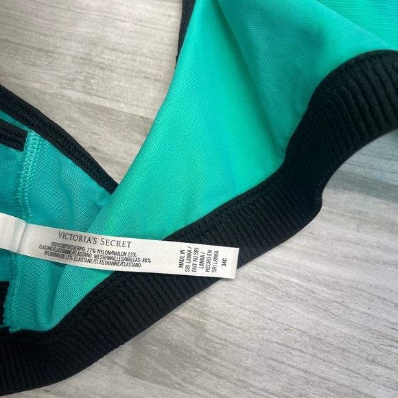 Victoria’s Secret VSX Sport Teal Yellow Front Zip Racer Back Sports Bra size 34C - Picture 8 of 10